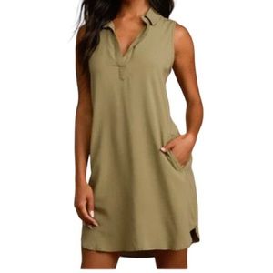 Lulus Casual Olive Green Sleeveless Collared Shift Dress Size M